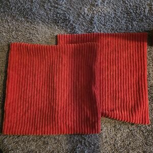 Red Ribbed Cushion Covers